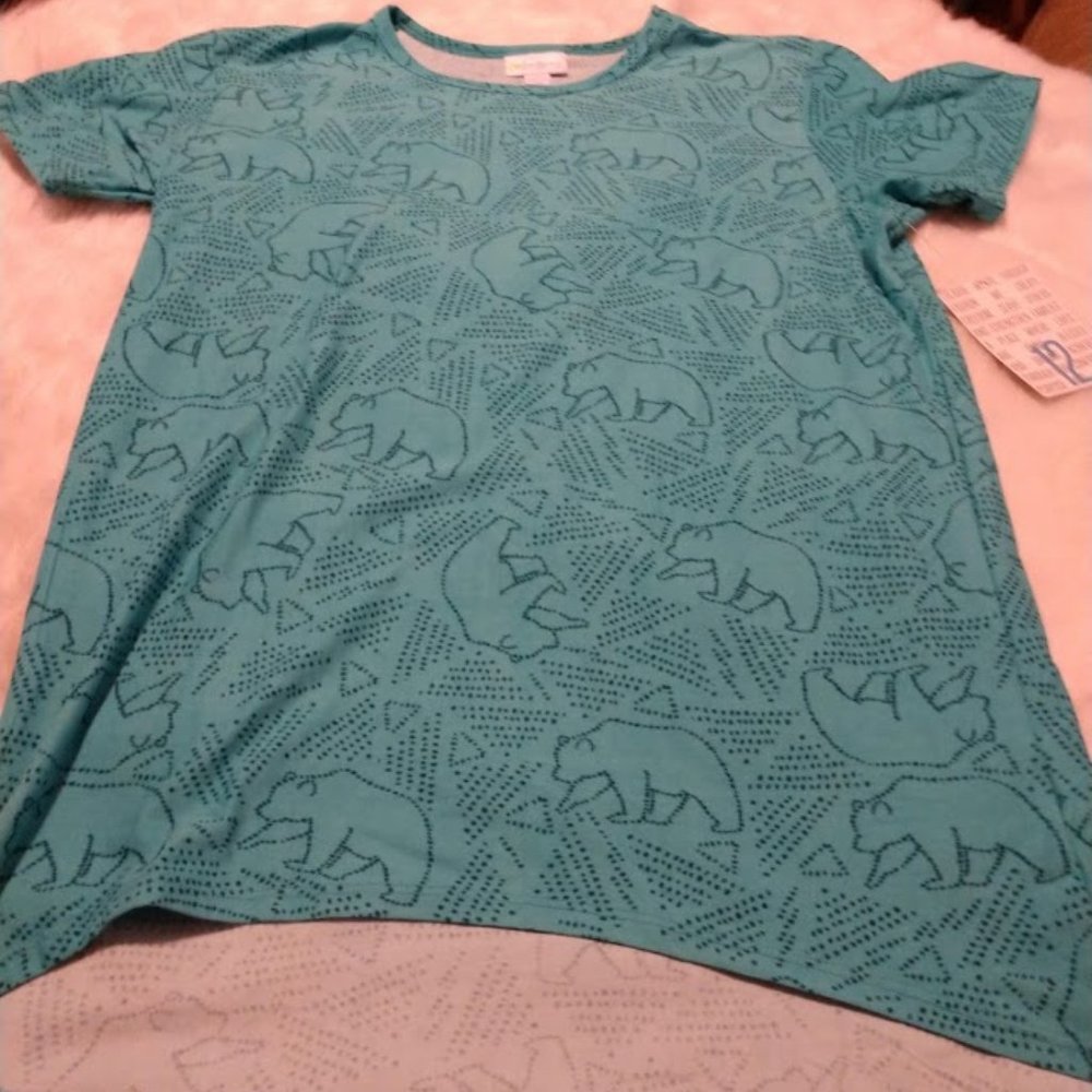 NWT Lularoe Kid's Gracie Shirt Size 12 Blue Bears